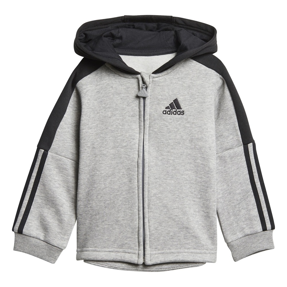 Adidas Kids Gray and Black Zip-Up Hoodie